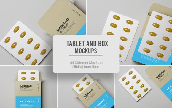 Download 05 PSD Medicine Tablet and Box Mockups - Medicine Collection