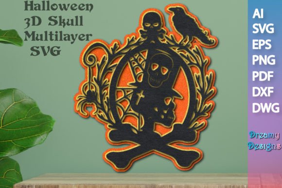 Download Halloween 3D Skull Multilayer SVG Files - Multilayer svg files Collection